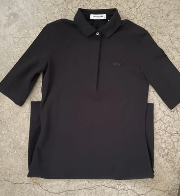 IZOD LACOSTE Black On Black Alligator Knee Length Polo Collar Pop Dress 36 S XS - Image 1 of 4