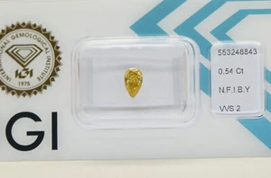 Pear Shape Diamond Fancy Brown Yellow Color Loose 0.54 Carat VVS2 IGI Certified - Picture 1 of 6
