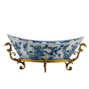 6.5"H Porcelain with Bronze Ormolu Planter/Centerpiece - Fleur - Picture 1 of 9