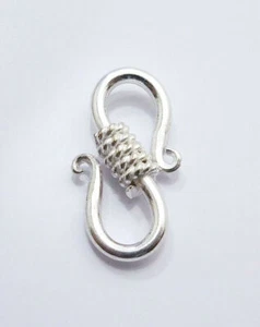 10 PCS 19X12MM SOLID COPPER BALI S HOOK CLASP STERLING SILVER PLATED 580 DTH-222 - Picture 1 of 1