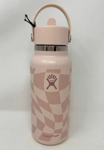 HYDROFLASK ' CHECKERED ECRU ' SEE CONDITION ' 32 OZ WIDE MOUTH WATER BOTTLE ' - Picture 1 of 4