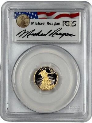 2014 W Gold $5 Reagan Legacy Signed 1/10 oz Proof American Eagle PCGS PR 70 DCAM - Image 1 of 2
