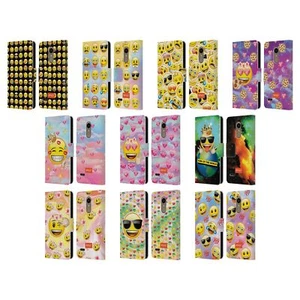 OFFICIAL emoji® SMILEYS LEATHER BOOK WALLET CASE COVER FOR LG PHONES 1 - Picture 1 of 7