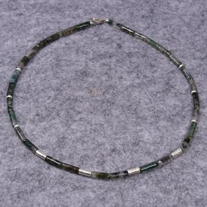 Collana di agata muschio, argento 925, collana di pietre preziose (K1021), gioielli di pietre preziose - Foto 1 di 1