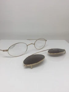 New VINTAGE CALVIN KLEIN Eyeglasses Classic Editions C5 C. Gold With Sun Clip On - Picture 1 of 12