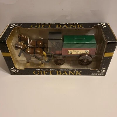 Die-cast metal gift bank. Ertl horse drawn Happy holidays - Image 1 of 4