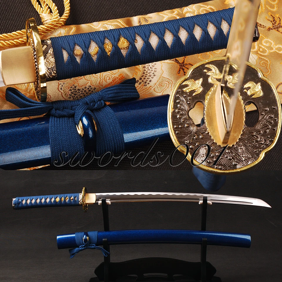 Espada Samurai Hoja Real Afilada Acero Carbono Wakizashi T10 Azul Noble Japonés Foto 1 de 4