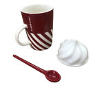 Starbucks Mug 2015 Whip Top Christmas Holiday With Spoon EUC Candy Stripe Red