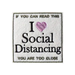I Love Social Distance Patch Embroidered Iron-On 3" - Picture 1 of 7
