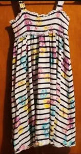Girls Sz 6X Striped & Floral Sleeveless Smocked Casual Sun Dress OSHKOSH - Picture 1 of 5