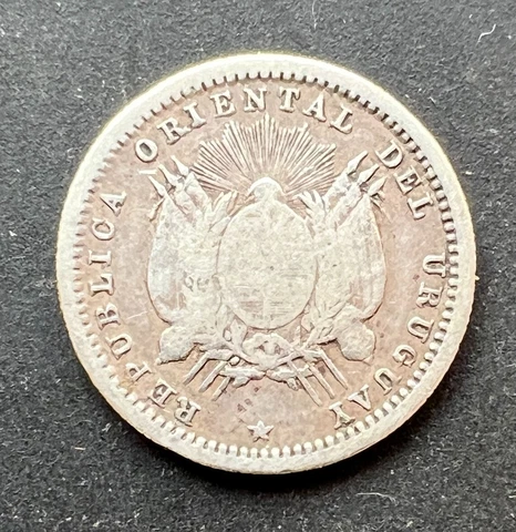 Uruguay 1877 10 Centesimos - Silver - Uncommon Cover