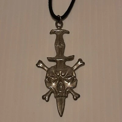 骷髅/剑复古锡吊坠小饰品 / 26 英寸可调节项链美国 — 第 1/3 张图片
