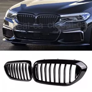 2X Front Hood Grill Kidney Grille Gloss Black For BMW 5 Series G30 G31 2017-2019 - Picture 1 of 6