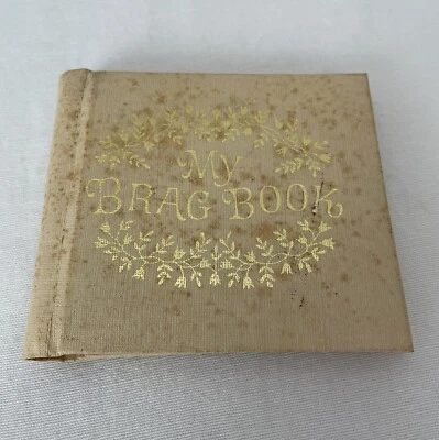 Libro de fotos cuadradas vintage My Brag crema y oro 4,25"x3,75" C.R. Gibson EE. UU. Foto 1 de 4