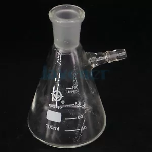 100ml 19/26 Ground Joint Conical Filter Flask with Side Arm Lab - Picture 1 of 4