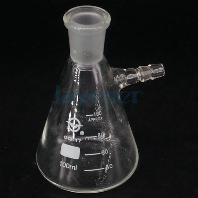 100ml 19/26 Ground Joint Conical Filter Flask with Side Arm Lab - Image 1 of 4