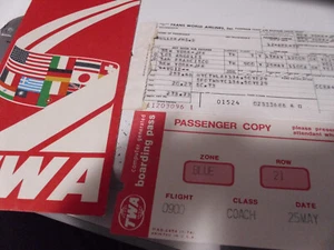 TWA paper ticket Vintage Rare 1979 FREE Shipping to USA - Picture 1 of 1