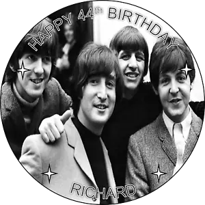 Beatles Topper per torta bianco e nero glassa/wafer personalizzato - Foto 1 di 1