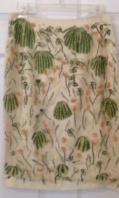 101. Nwt Anthropologie Tracy Reese Ivory Beaded Embroidered Skirt 8 $349 - Image 1 of 4