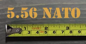 5,56 NATO Aufkleber Aufkleber 3,5 Zoll Munition Dose Box Etikett Munition gelbes Etui DIE CUT - Bild 1 von 1