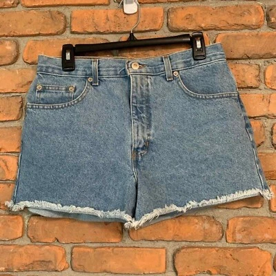 London Jean Denim Shorts Womens Size 10 High Waist Frayed Hem Mom Shorts Blue - Image 1 of 4