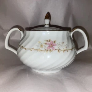 Mikasa Sugar Bowl And Lid - Gaylord Collection Floral Pattern Gold Rim - Picture 1 of 11