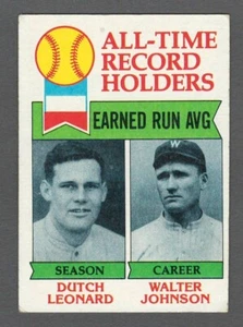 DUTCH LEONARD/WALTER JOHNSON 1979 Topps ATL #418 All-Time Record Holders ERA HOF - Picture 1 of 1