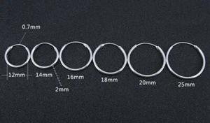 Sterling Silber 925 Creolen einzeln oder als Paar Ø 10 mm - 60 mm 2 mm stark - Bild 1 von 16