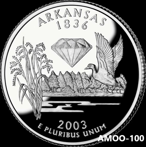 2003 S Silver Proof  ARKANSAS STATE QUARTER 90% Silver Cover