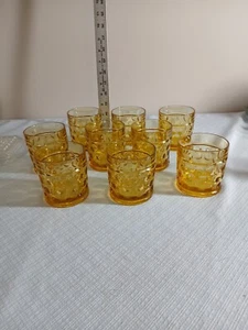 Vintage Anchor 4 oz Amber, Gold Lido Milano Wine Juice Glass. Lot of 9 - Picture 1 of 8