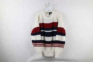 Deadstock Vtg 90s Streetwear Mens Medium Striped Color Block Chunky Knit Sweater - Picture 1 of 8