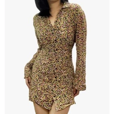 Mini Vestido Zara XL Colorido Flor Floral Manga Larga Botones Delantero Sobre la Rodilla Foto 1 de 4