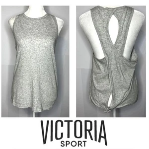 Victoria's Secret SPORT Gray Racer Crossback Tie Athletic Tank Top Women's XS - Picture 1 of 7