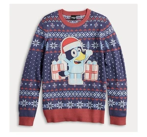 Bluey Sweater Men’s Sz M Intarsia Graphic Nordic Ugly Christmas Crew Neck NEW - Picture 1 of 9