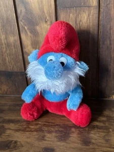 Original Pappa Papa Smurf 8" Plush Toy Vintage 1981 Peyo Wallace Berrie & Co Sb8 - Picture 1 of 2