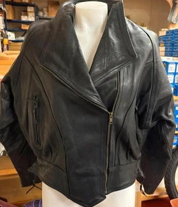 UNIK LEATHER APPARELS LADIES SIZE LARGE LEATHER JACKET BUTTON OUT LINING - Picture 1 of 9