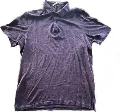 Camisa polo masculina Corneliani lã seda linho algodão 52 urze média - Imagem 1 de 4