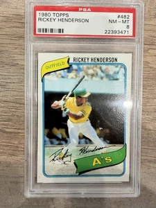 1980 Topps #482 - Rickey Henderson RC - Novato - PSA 8 ¡Casi como nuevo!! - Imagen 1 de 2