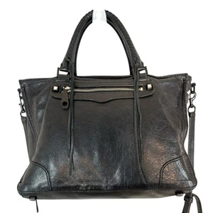 Rebecca Minkoff Regan Satchel Tote Crossbody Bag Black Leather Fringe - Picture 1 of 14