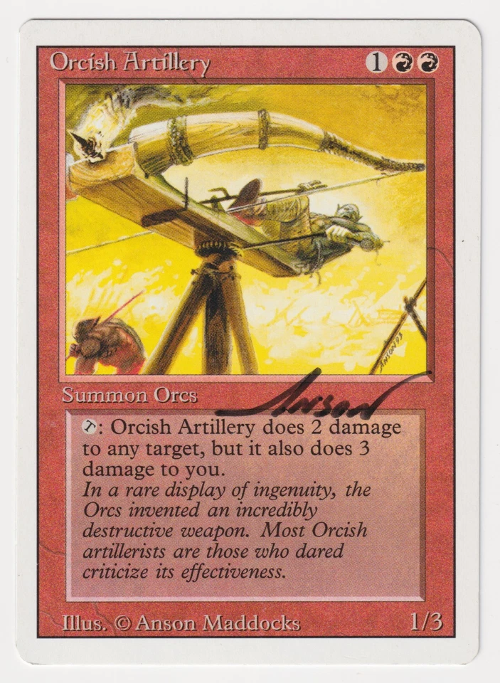 Signed Orcish Artillery MP Revised Artist Anson Maddocks 1994 MTG Magic Misprint - Image 1 of 3