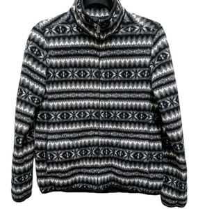 British Khaki Mens Fleece Jacket S Nordic Alpine Full Zip Mock Neck Pockets 90s - Picture 1 of 8