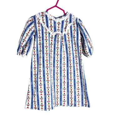 VTG 90s LANZ of Salzburg Flannel Nightgown 4T Hearts Lace Christmas Cottage Cozy - Image 1 of 4