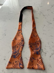 NEU Fliege Herren orange blau Paisley handgefertigt bunt verstellbar - Bild 1 von 4