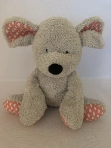 Mothercare Mouse Grey & Pink & White Hearts Soft Plush Beanie Toy 10’’ - Picture 1 of 3