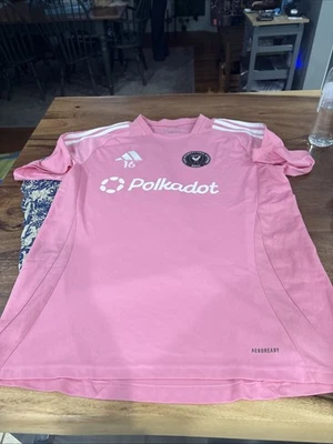 Camisa de manga corta Adidas para hombre emitida por el equipo MLS INTER MIAMI rosa #16 L grande Foto 1 de 4