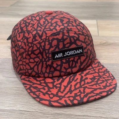 Jordan Hat Strapback Cap Mens Red Black 5 Panel Elephant Cement Streetwear Adult - Imagem 1 de 4