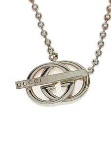 GUCCI Necklace Interlocking Ball Chain SV925 With Top Women Color Changing Used - Picture 1 of 7