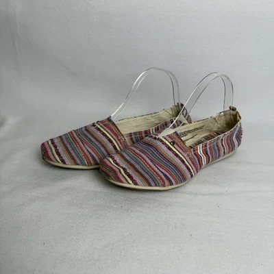 Mad Love Canvas Slip-On Shoes Striped Size 10 Boho Cottagecore Beachy Women's - Image 1 of 4