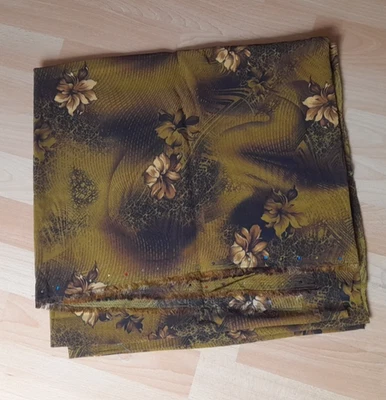 Viskose ähnlicher Stoff , Braun mit Strass ,  ,  Reststück , Hobbyaufgabe - Bild 1 von 3