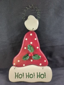 Vintage Wooden Christmas Ho! Ho! Ho! Holly Berry 9.5” Hat Wall Door Decor Rare - Picture 1 of 4